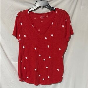 LOFT Red Star Pattern Short Sleeve Tee